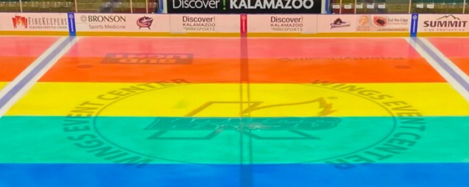 ECHL's Kalamazoo Wings paint the ice rainbow for Pride Night