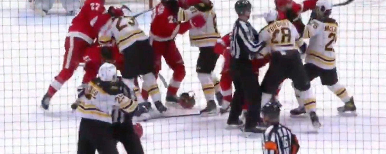 Heated conclusion to Bruins-Red Wings game as huge brawl breaks out!