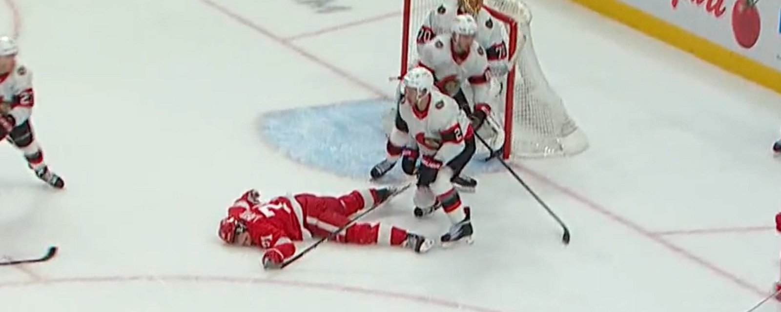 Red Wings captain Dylan Larkin knocked out on Saturday night.