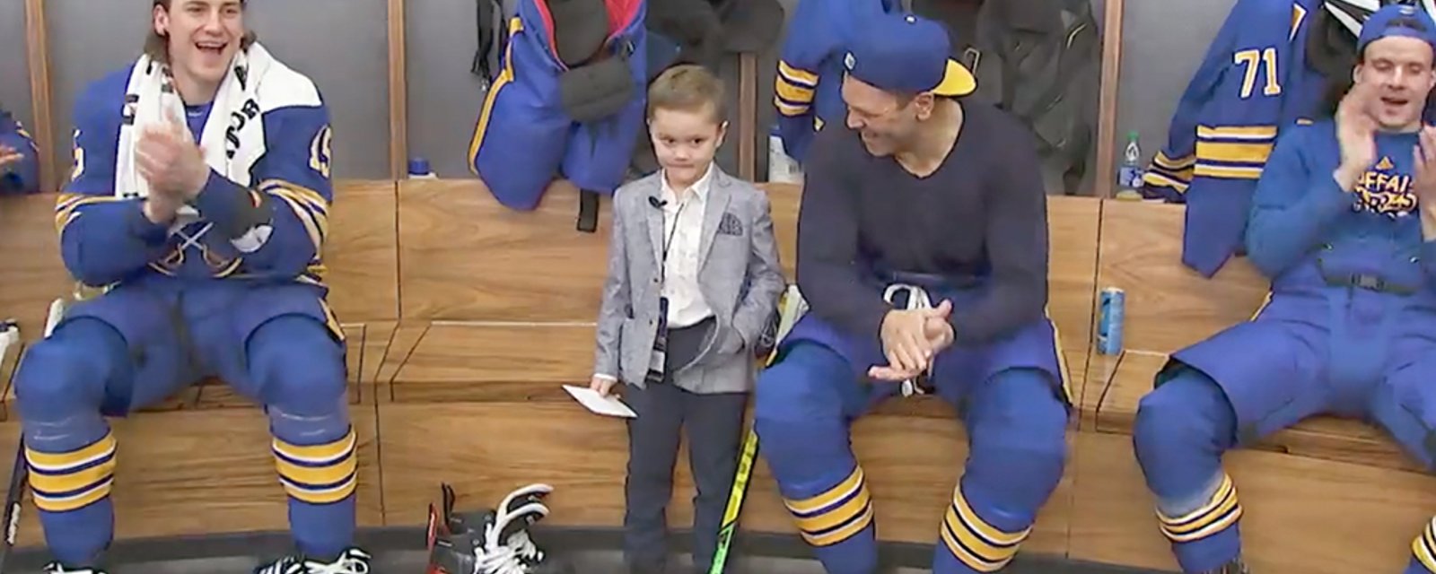 Kyle Okposo's son fires up the Sabres with pre-game speech and starting lineup announcement