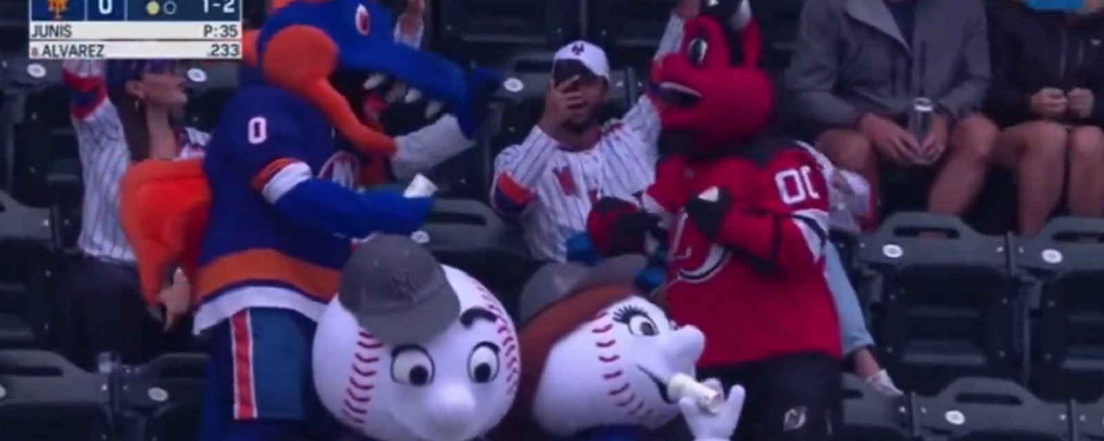 2 NHL mascots get into a fight during MLB game on Saturday.