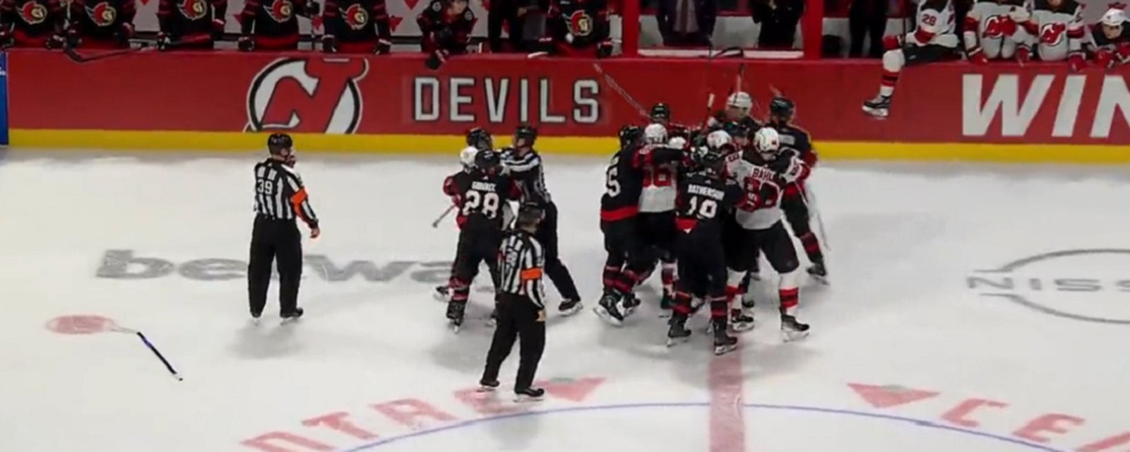 Brady Tkachuk causes a melee after losing it over empty net goal.