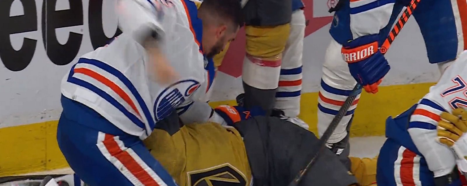 Evander Kane delivers ground and pound punches in Game 2.
