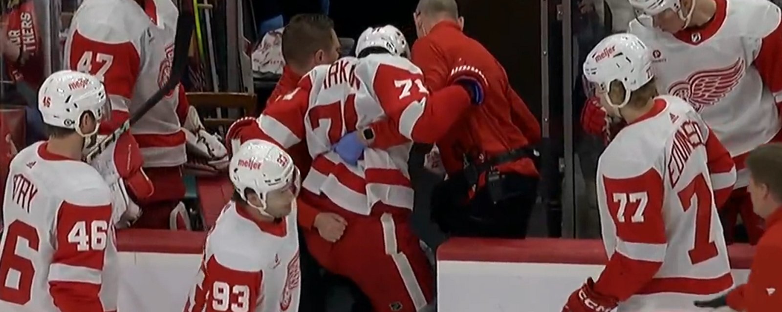 Dylan Larkin injured 28 seconds into today's game.