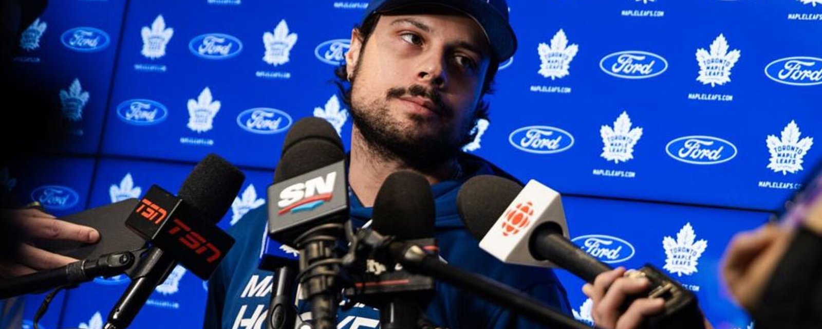 Auston Matthews reacts to Canadians booing the American National Anthem