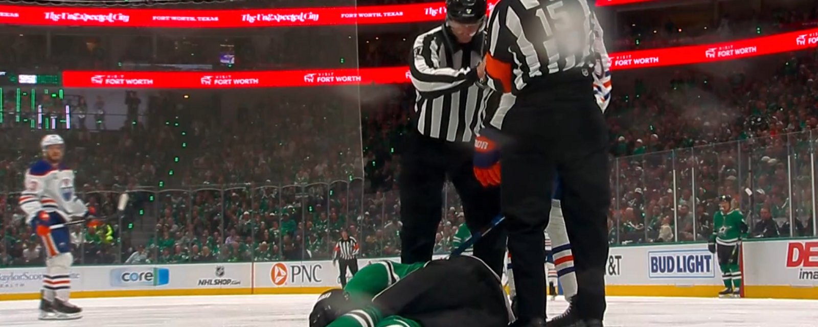 Darnell Nurse takes out Roope Hintz in Game 2.