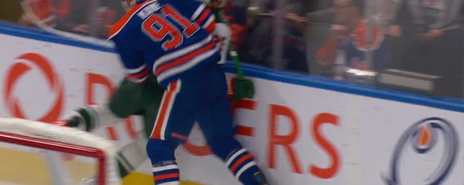 Evander Kane injures Jonas Brodin with hit from behind.