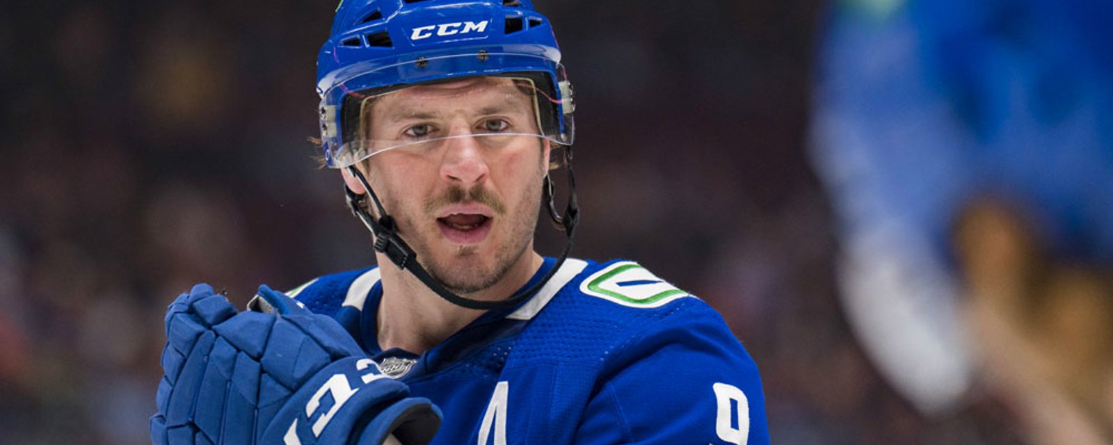 JT Miller screams at his own goalie to get off the ice, slams his stick on crossbar in disgust