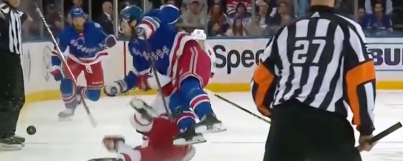 Trouba absolutely obliterates Domi, drops the gloves with Lorentz
