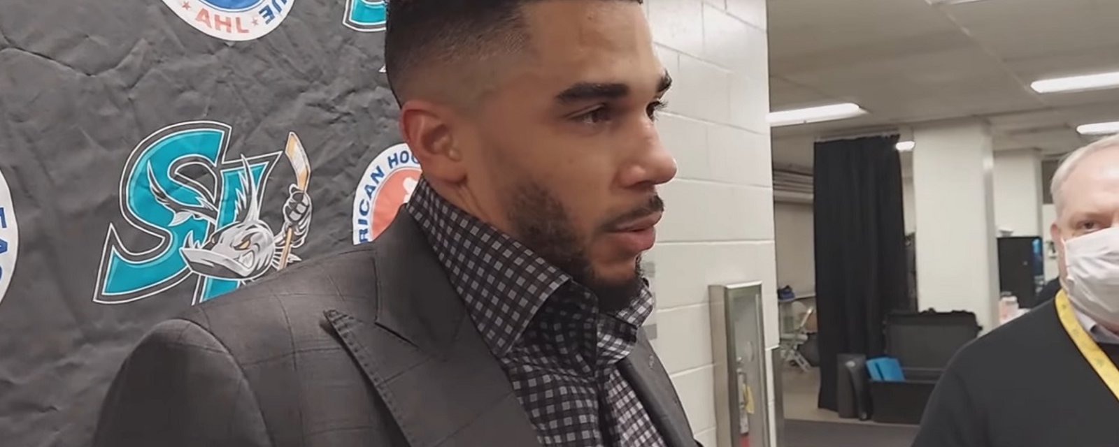 Evander Kane annoyed by tough questions following his first AHL game.