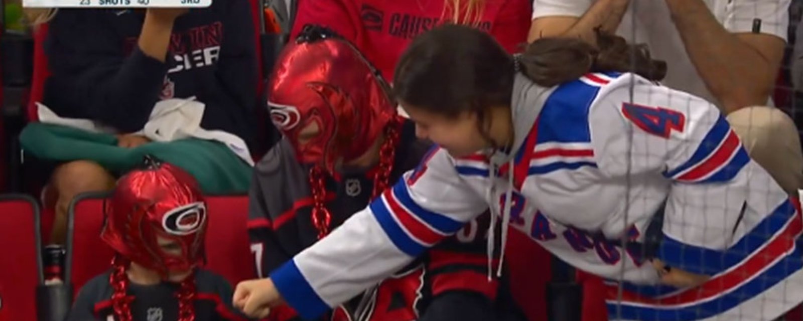 Rangers fan trolls Hurricanes kid after Lafreniere goal in Game 3