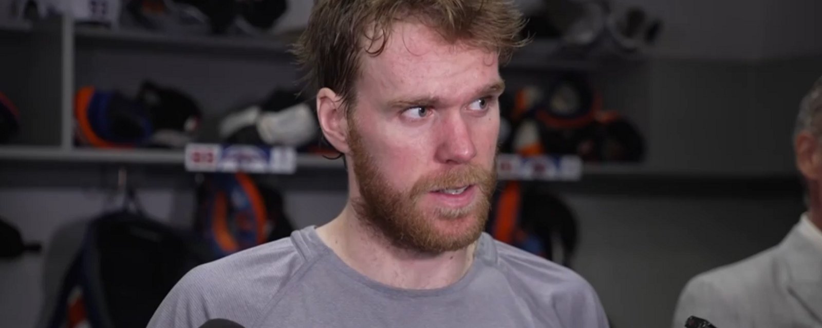 Connor McDavid chirps the media after win in Game 2.