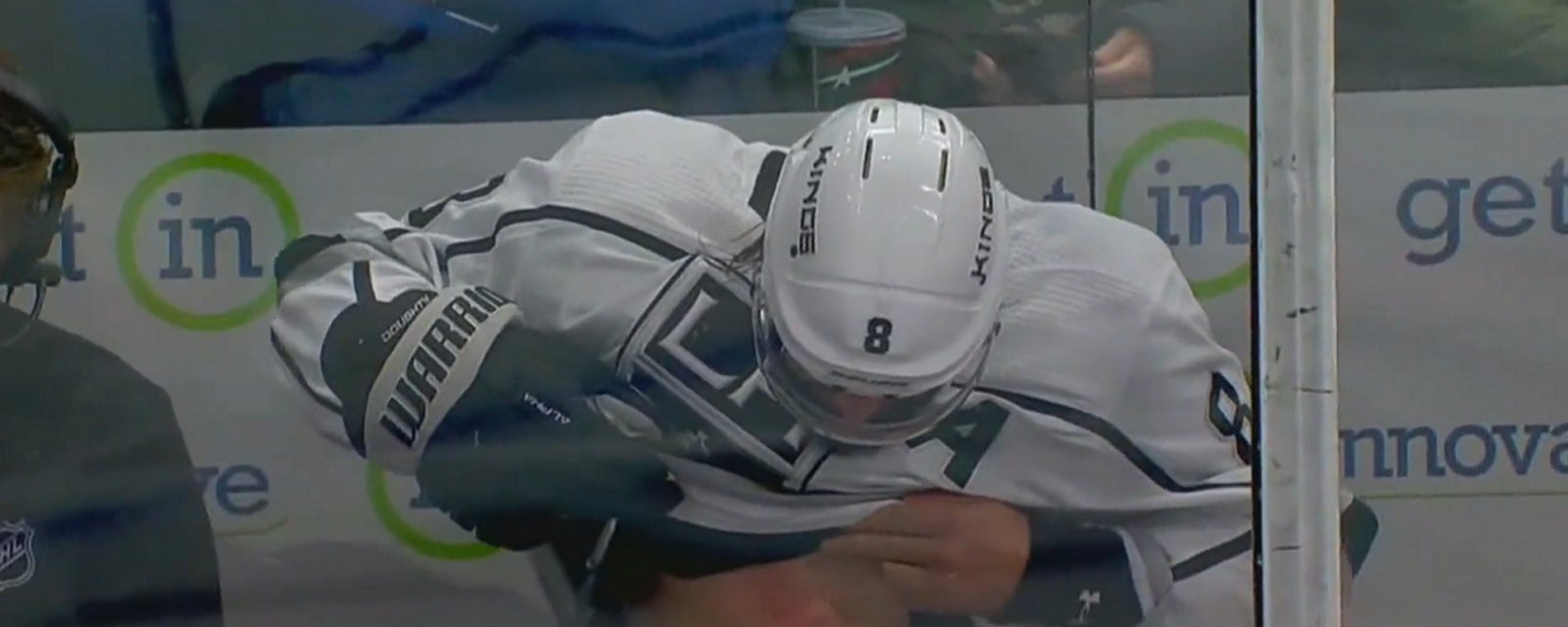 Drew Doughty takes a nasty spear to the body.