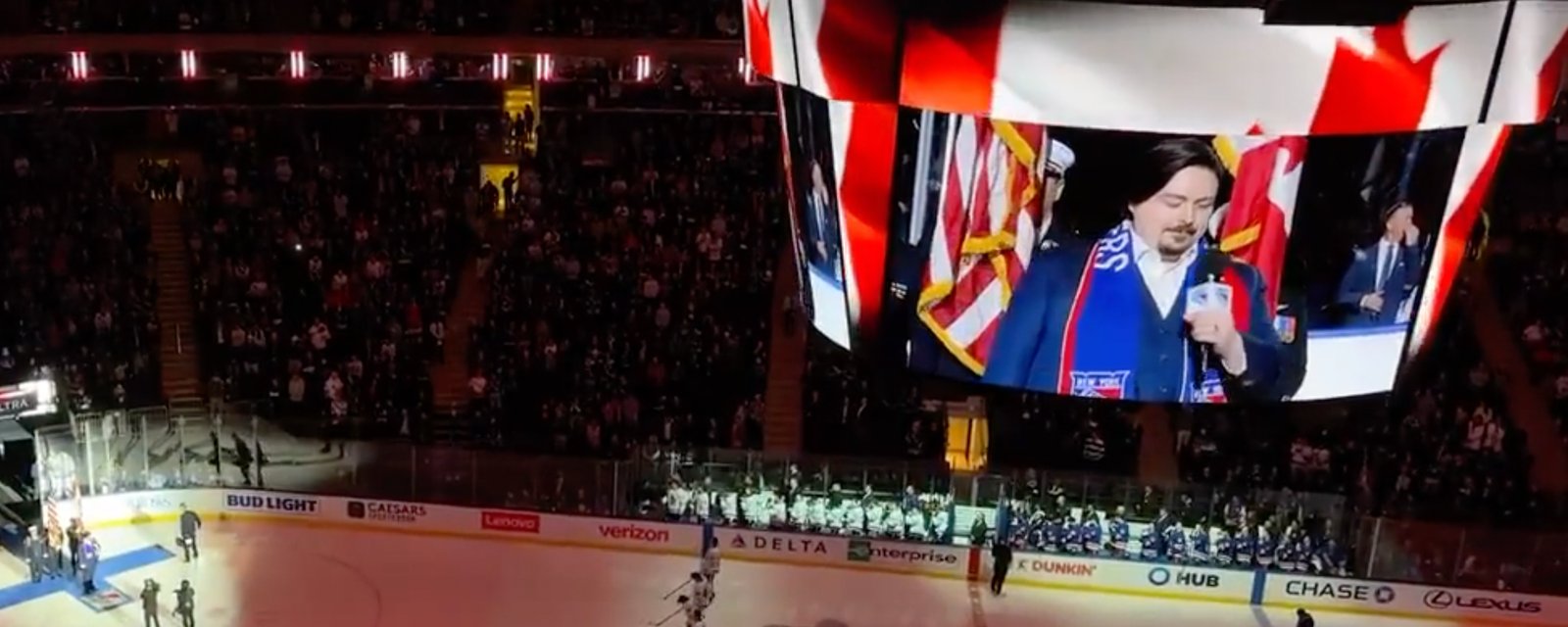 Loud boos erupt in New York during Canadian anthem on Friday night