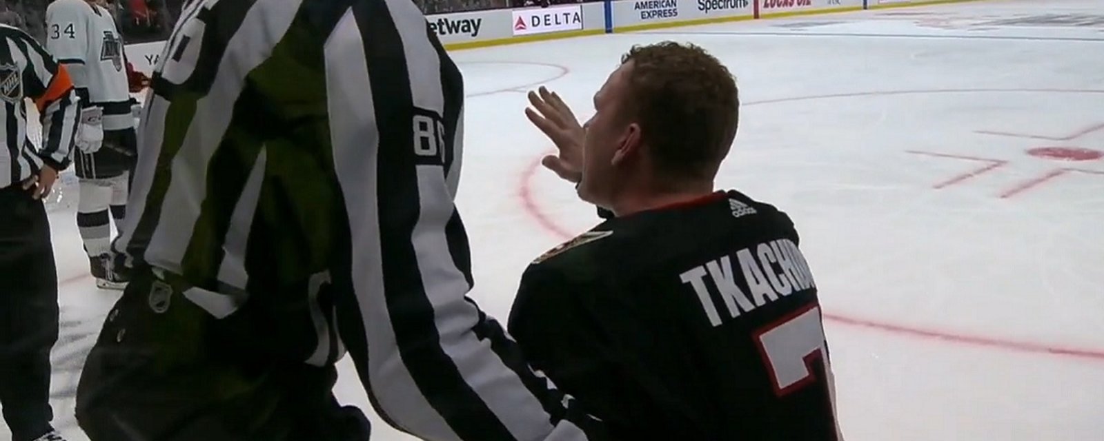 Brendan Lemieux bites Brady Tkachuk.