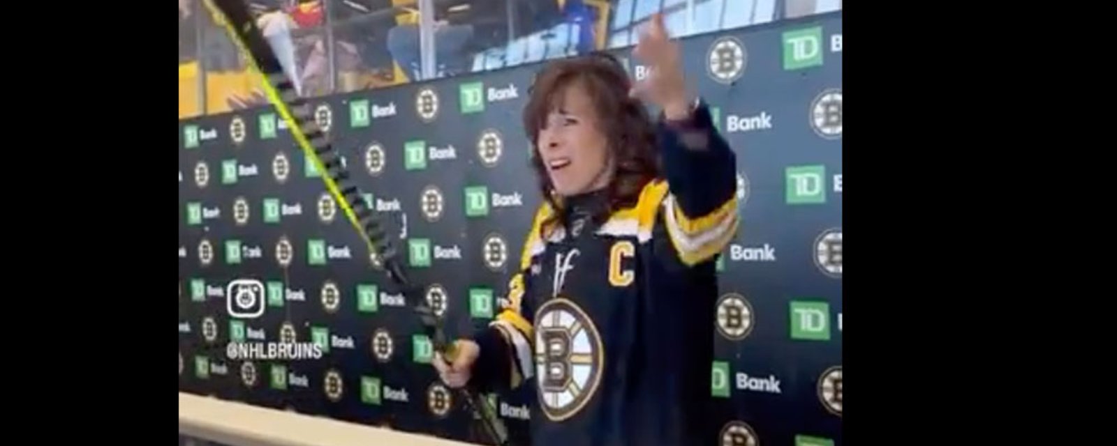 Brad Marchand's Mom does perfect impression of her son on Bruins' Moms Trip