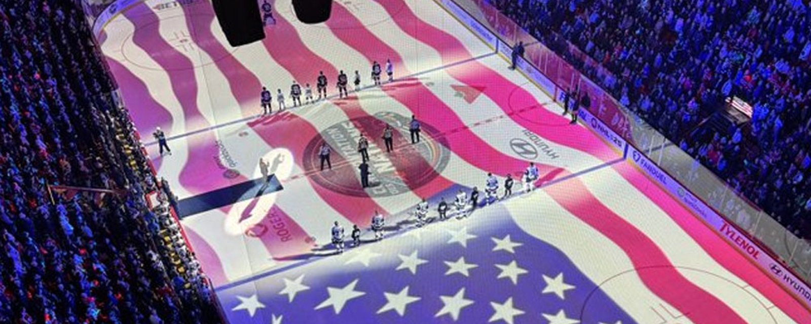 Fans boo the 'Star Spangled Banner' prior to USA vs Finland tonight