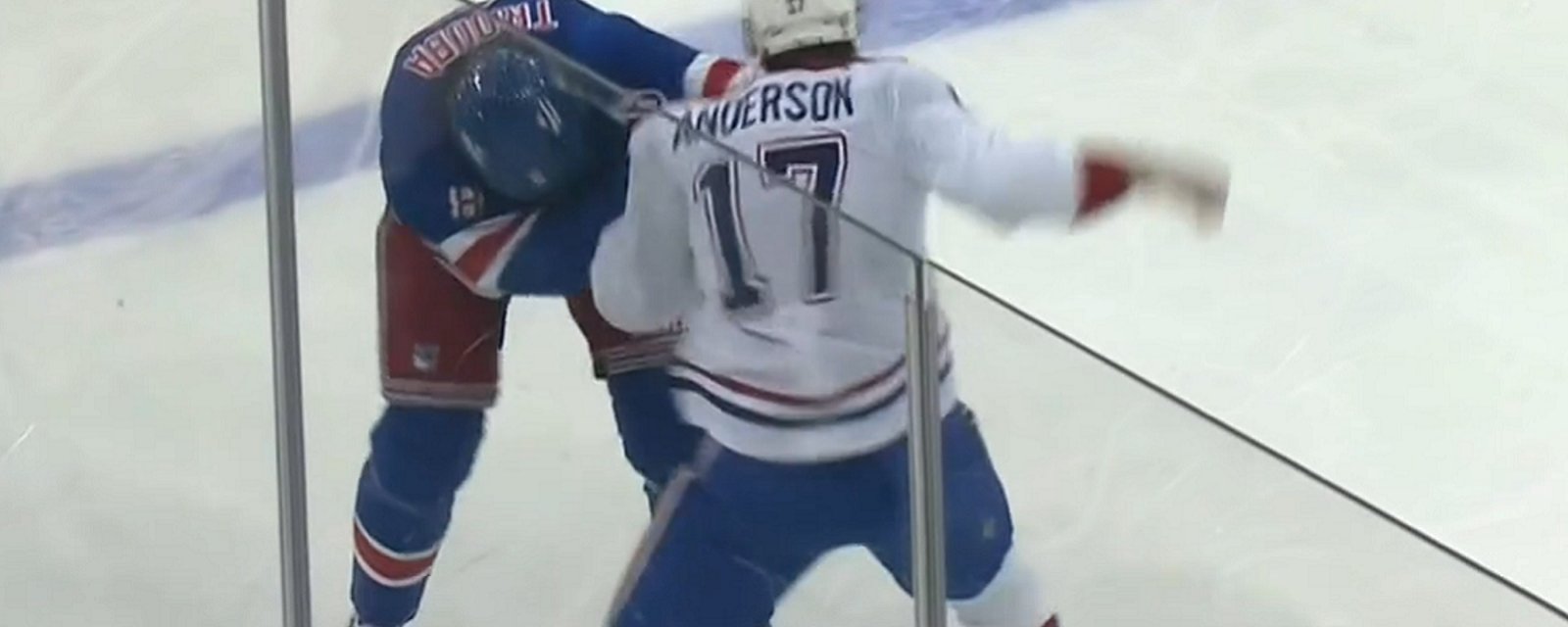 Josh Anderson pummels Rangers captain Jacob Trouba.