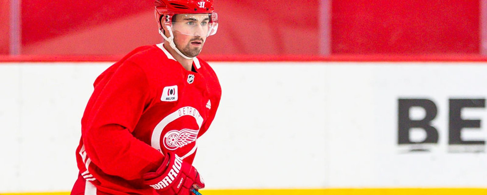 Dylan Larkin back on the ice ahead of Red Wings' game against Hurricanes this evening
