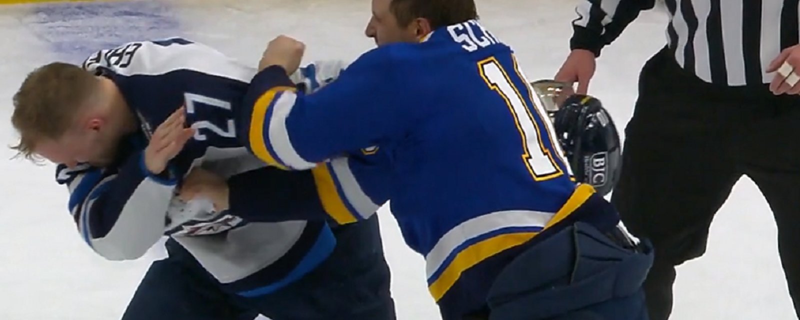 Brayden Schenn clobbers Nikolaj Ehlers on Sunday night!