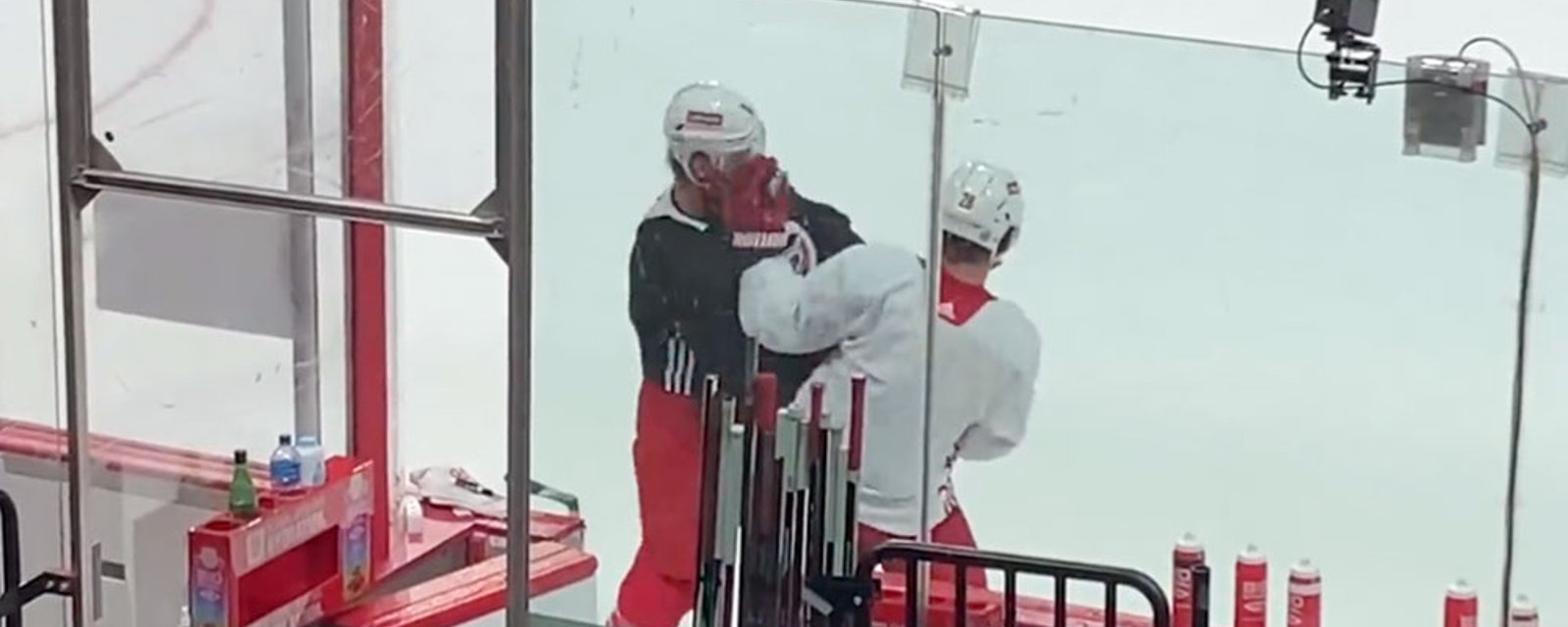 Bunting and Lemieux go at each other twice in practice, have to be separated by Brent Burns