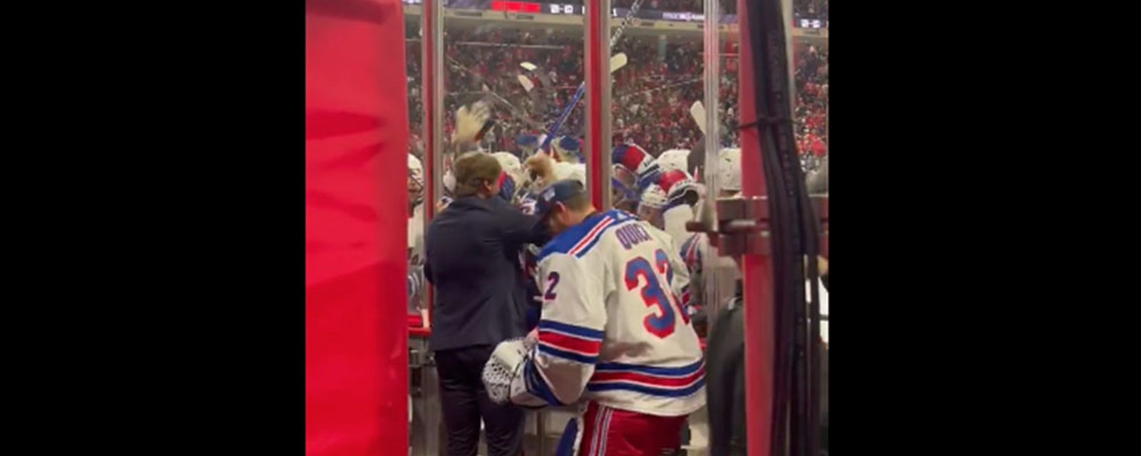 Wheeler and Quick celebrate alongside Rangers teammates during Panarin's OT winner