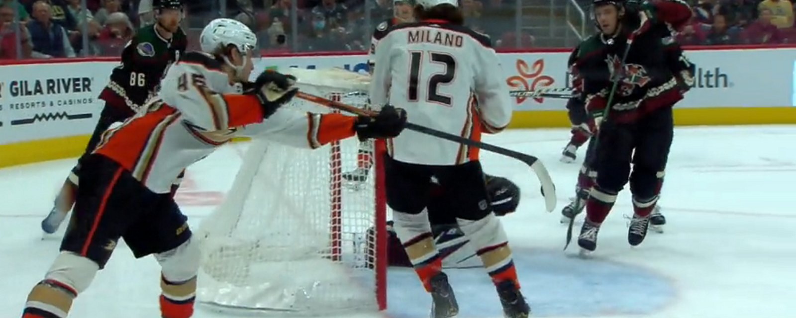 Trevor Zegras with another 'lacrosse-style' goal. 