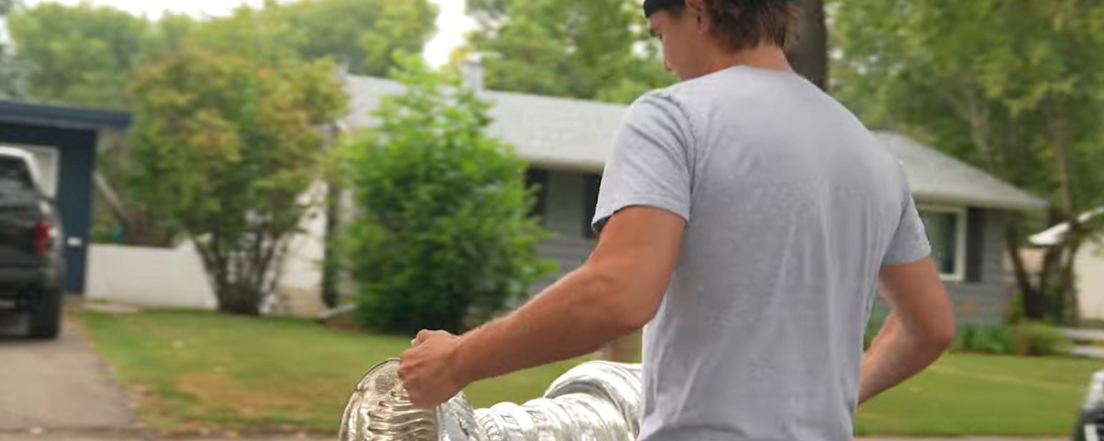 Zach Whitecloud gives the Stanley Cup a new first.