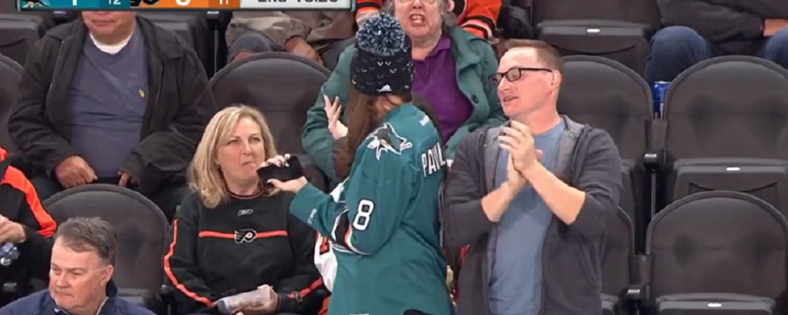 Flyers fan loses her mind on Sunday night.