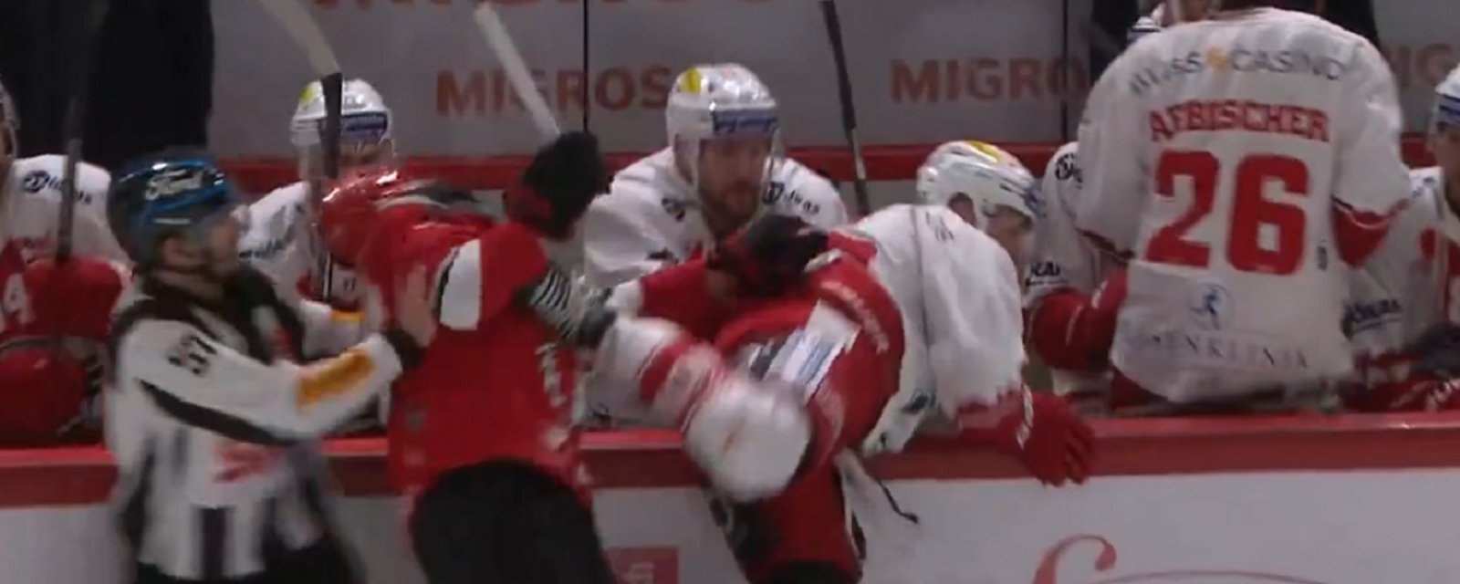 Former NHL player kicks opponent in face with skate.