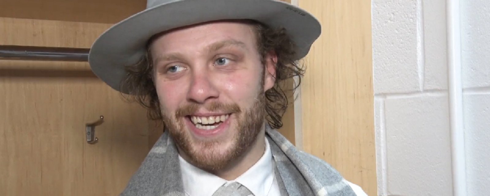 David Pastrnak roasts 2 of his teammates after OT winner.