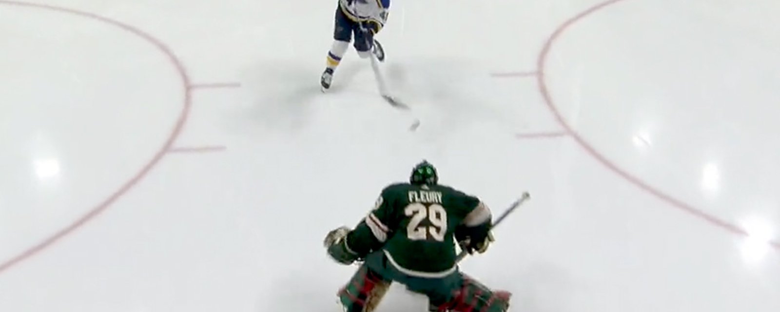 MUST SEE: Wild G Marc-Andre Fleury stops early Blues penalty shot! 