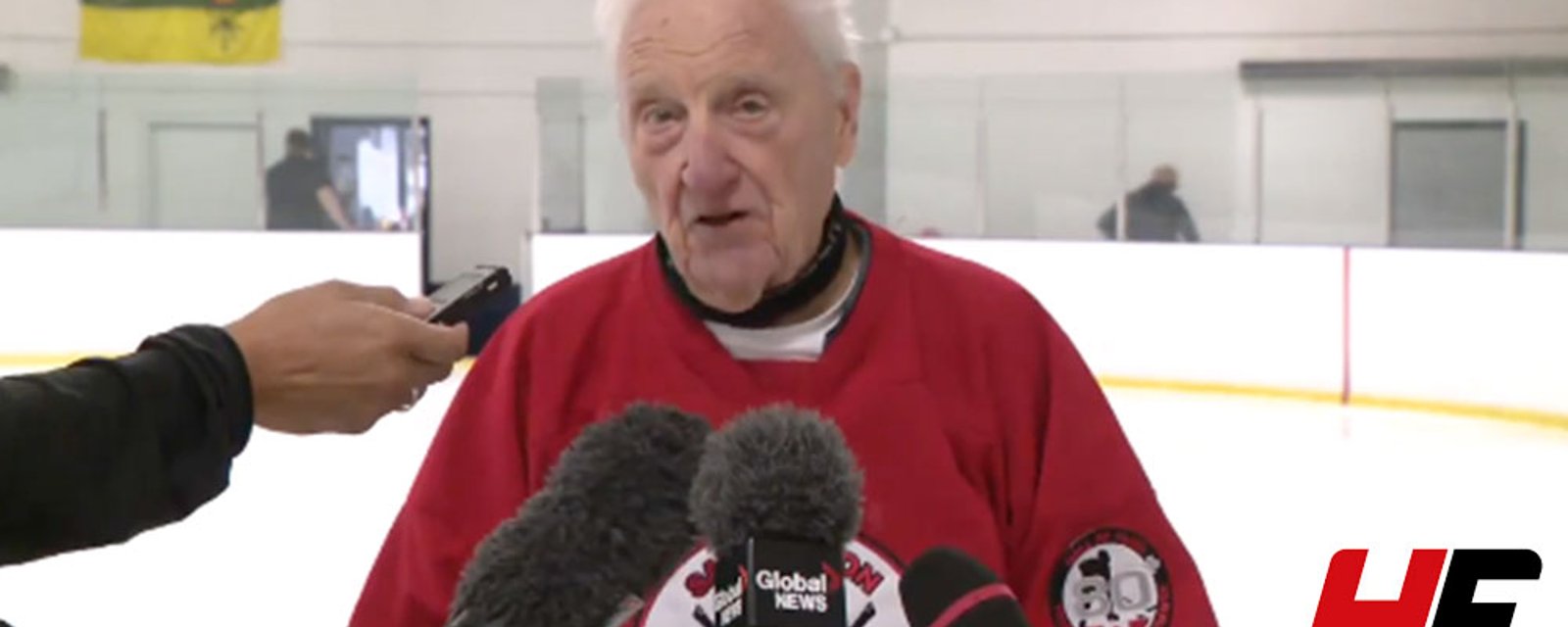 Saskatoon 60+ league rolls out the red carpet and fills the stands to celebrate 90 year old hockey players birthday