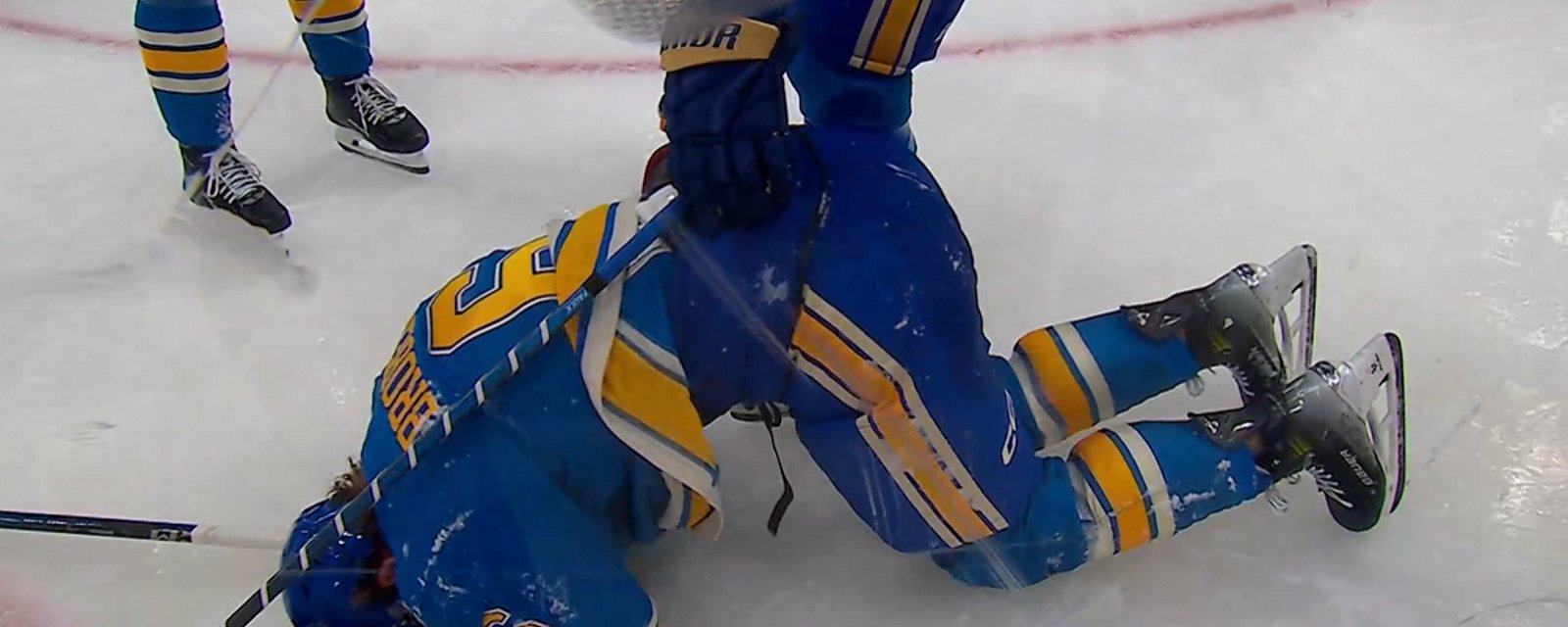 Philip Broberg carried off the ice after injury on Saturday night.