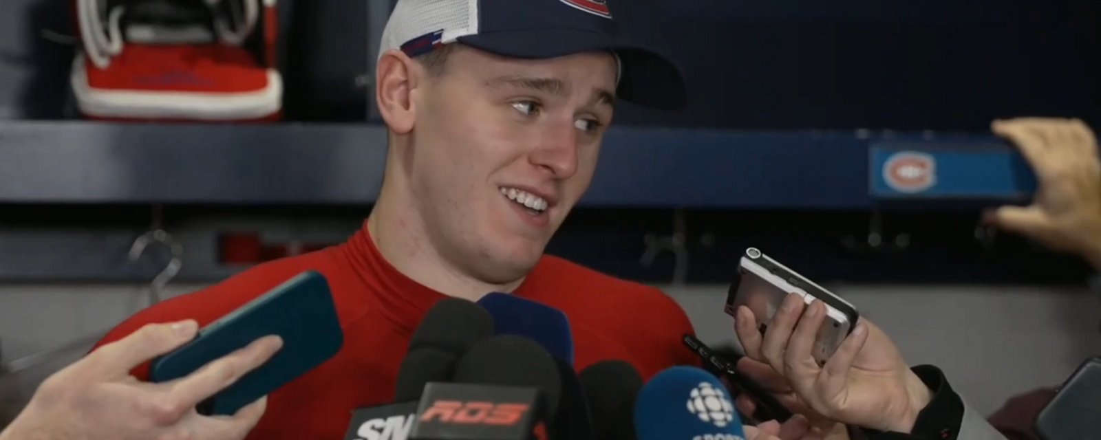 Jakub Dobes reacts to his first game at the Bell Centre.