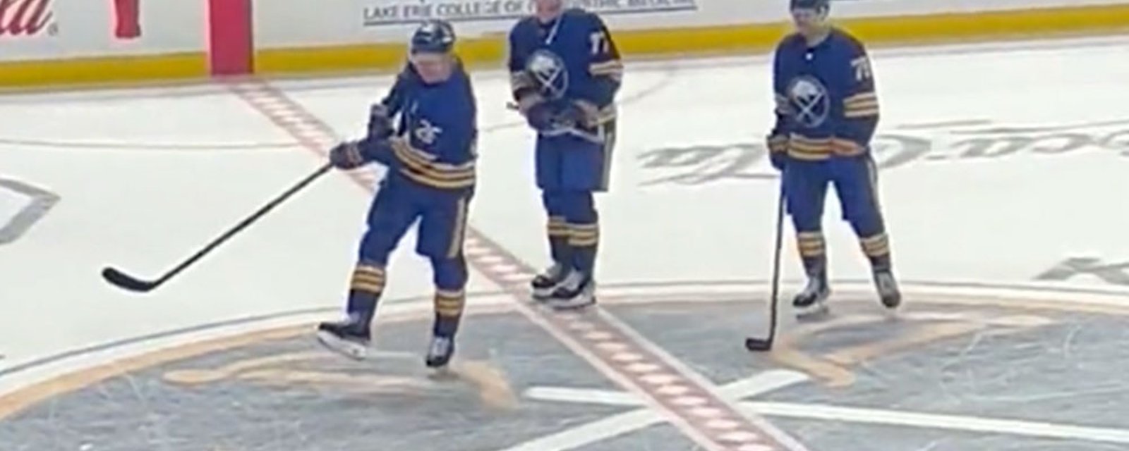 Sex toy gets thrown on the ice in Buffalo, Dahlin whacks it away with his stick