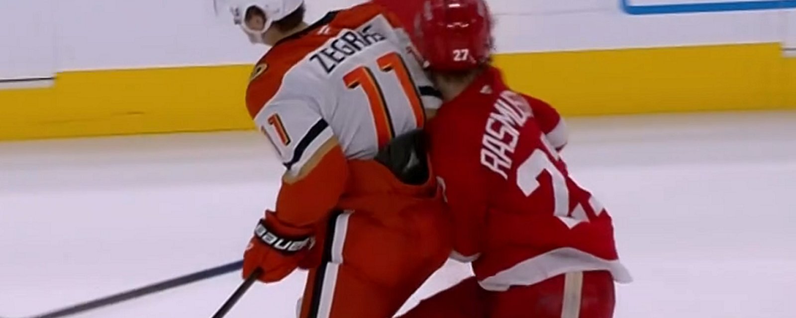 Trevor Zegras sparks outrage with hit on Michael Rasmussen.