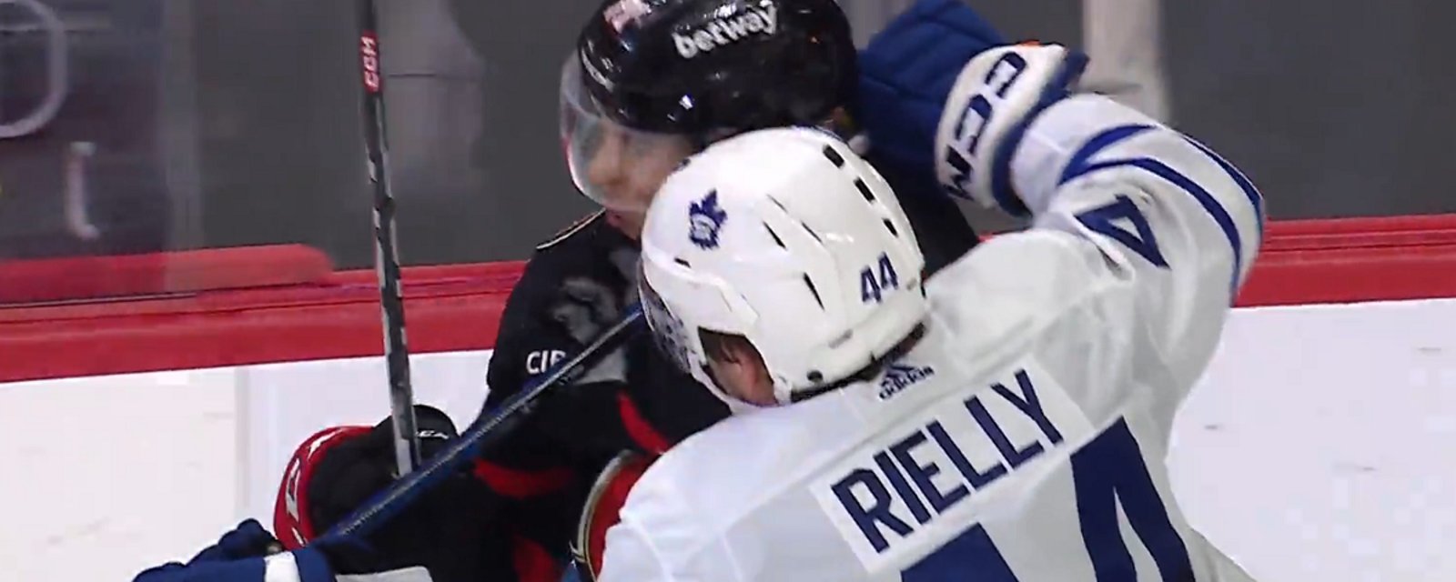 Morgan Rielly ejected with 5 seconds left in the game.