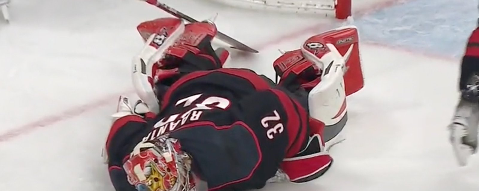 Raanta leaves Game 7 after brutal injury