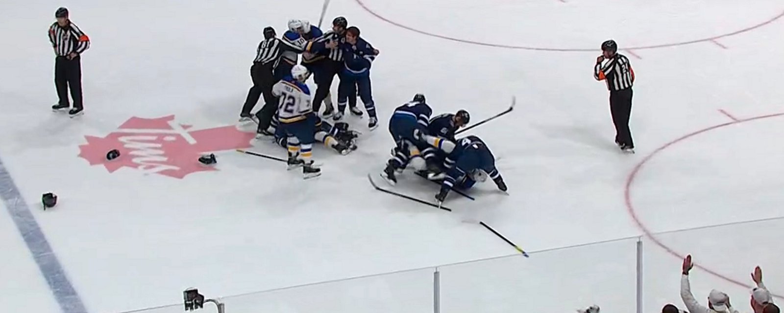 All hell breaks loose at the end of Game 1!