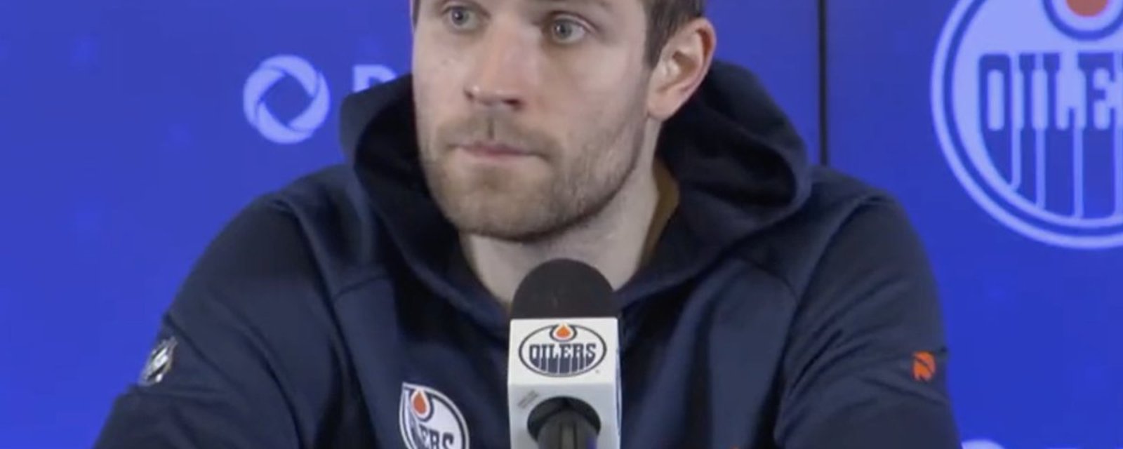 Leon Draisaitl gets into it with HHOF reporter Jim Matheson at press conference