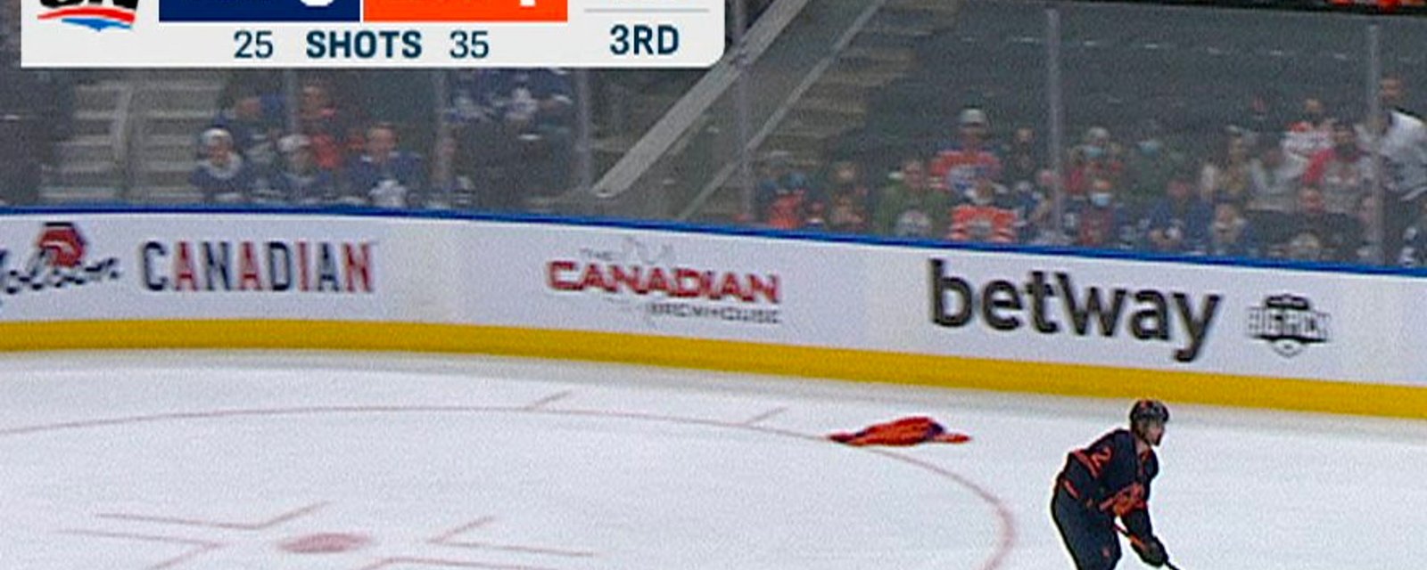 Oilers’ fan is fed up, throws jersey on the ice to send a message