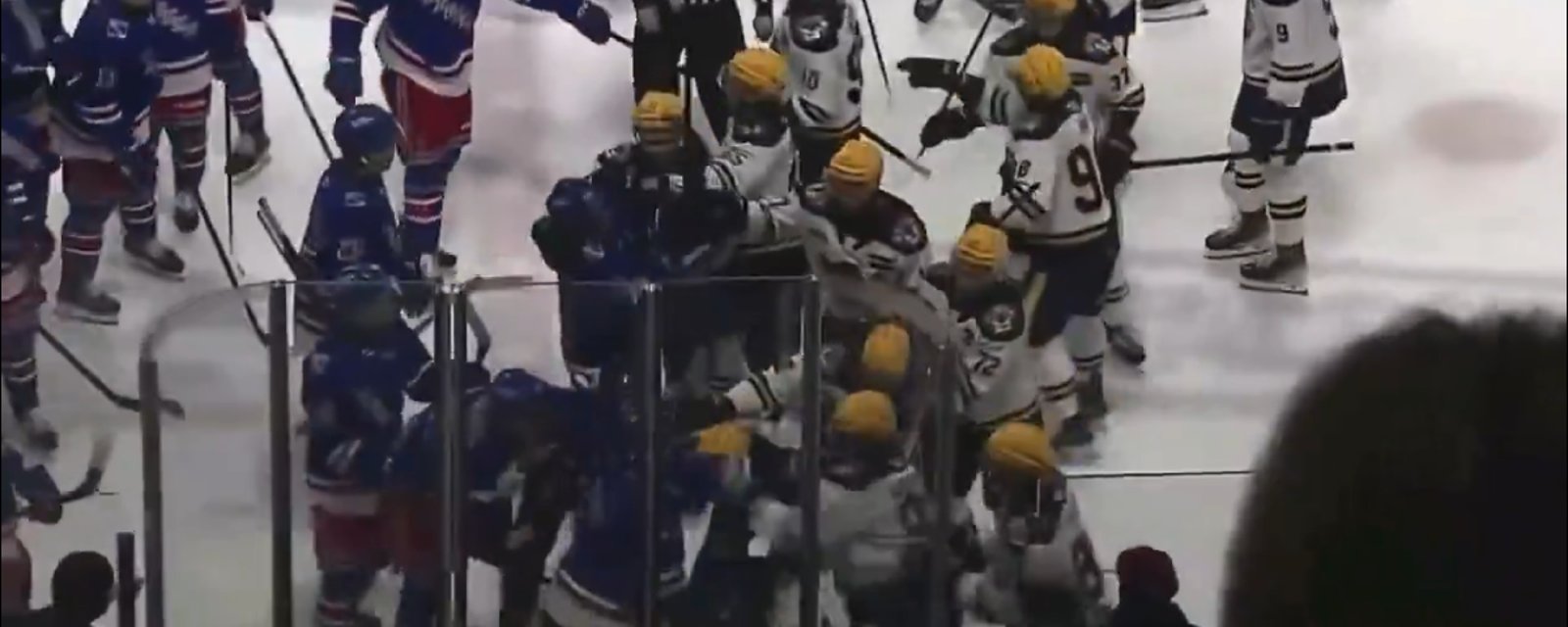 Sucker punch leads to an ugly brawl in the Ontario Hockey League.