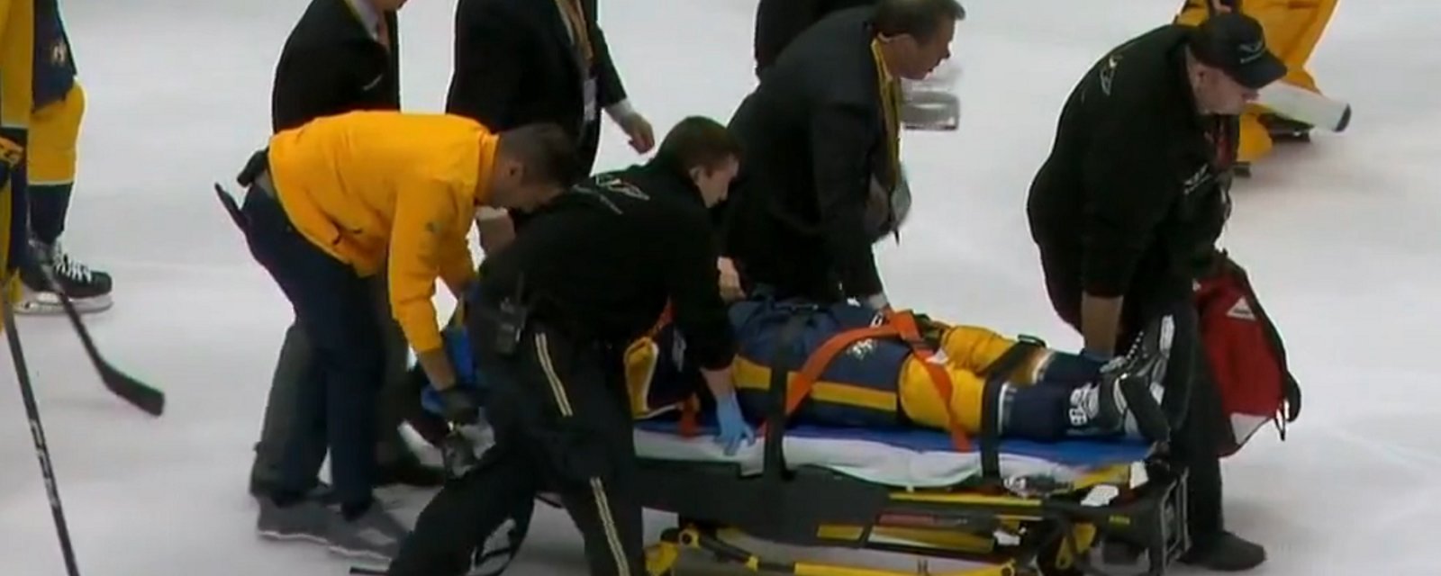 Update: Mark Borowiecki carried out on a stretcher.