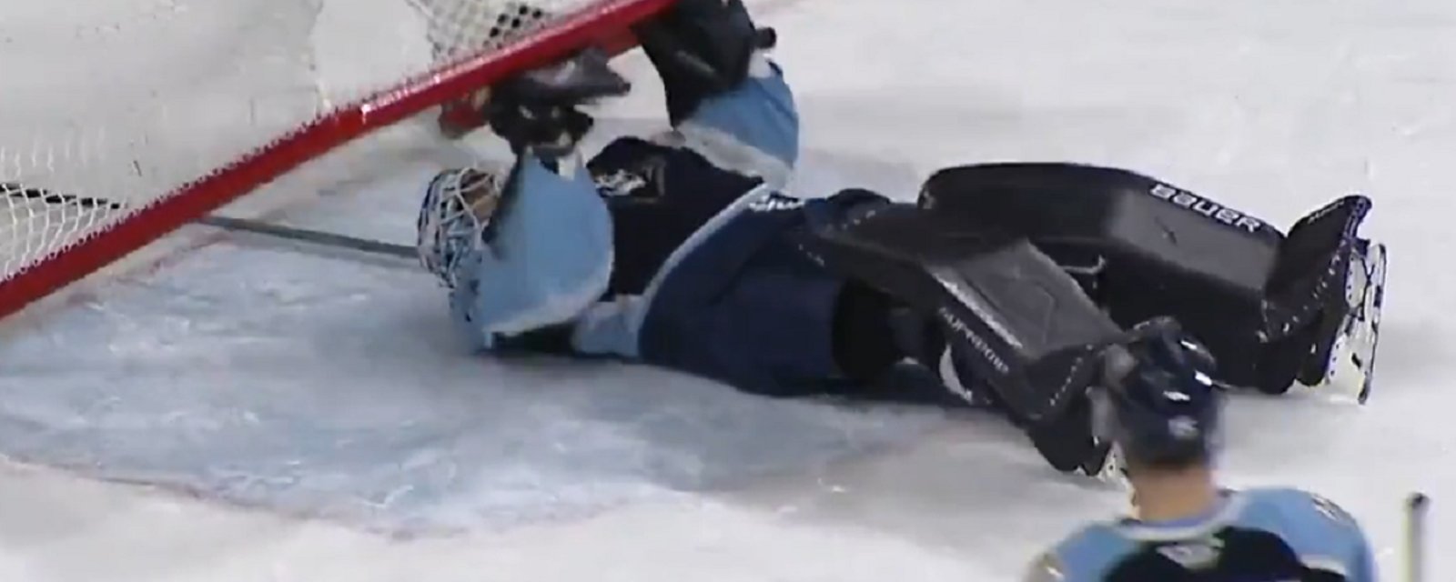 First round pick Yaroslav Askarov pulls off the best goalie celly ever.