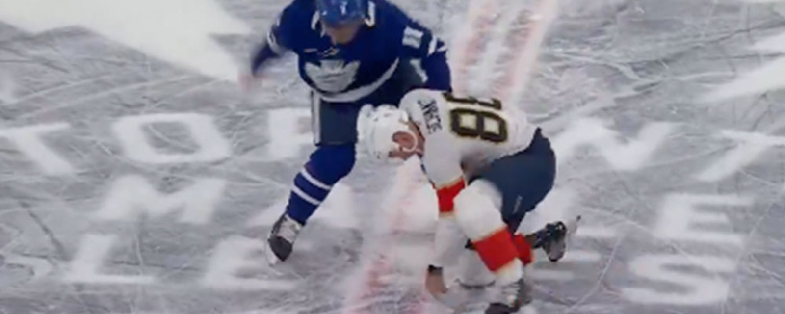 Domi absolutely pummels Schmidt at center ice!