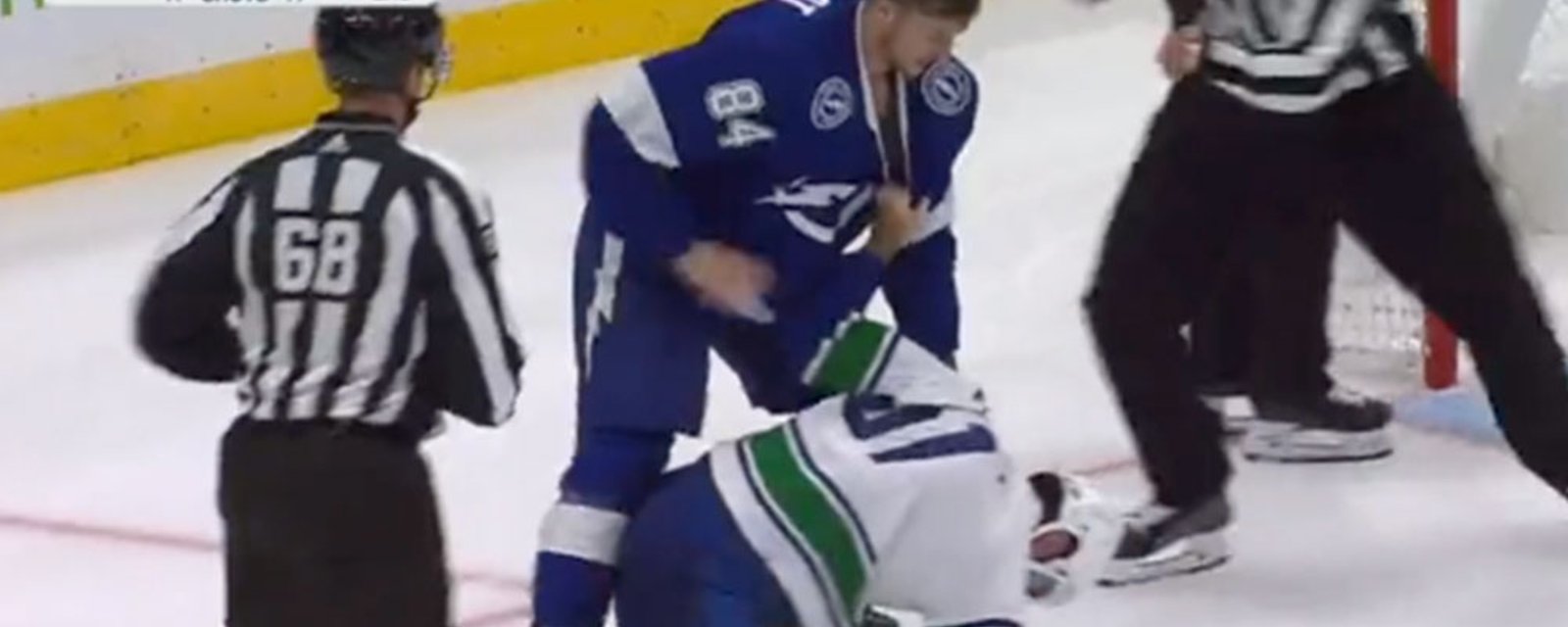 Mark Friedman gets absolutely dummied in his first scrap for the Canucks