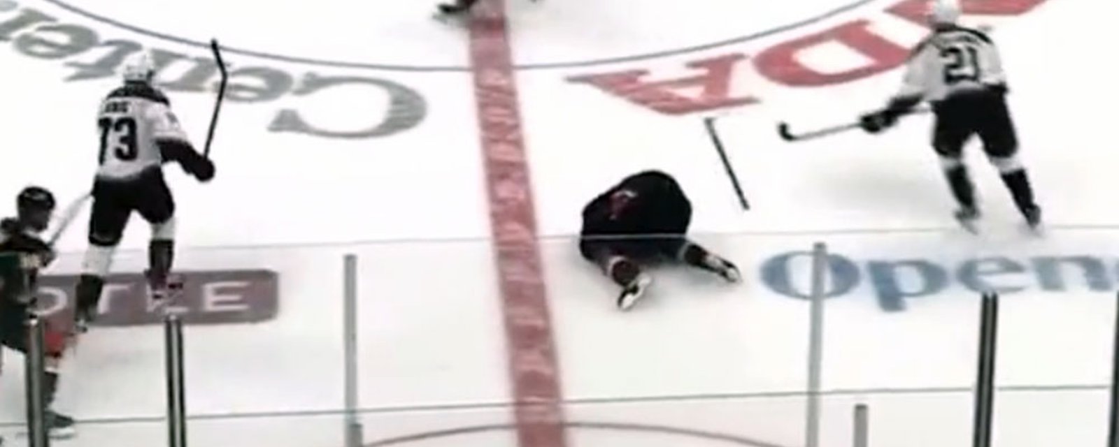 Trevor Zegras gets absolutely obliterated at center ice, fight breaks out