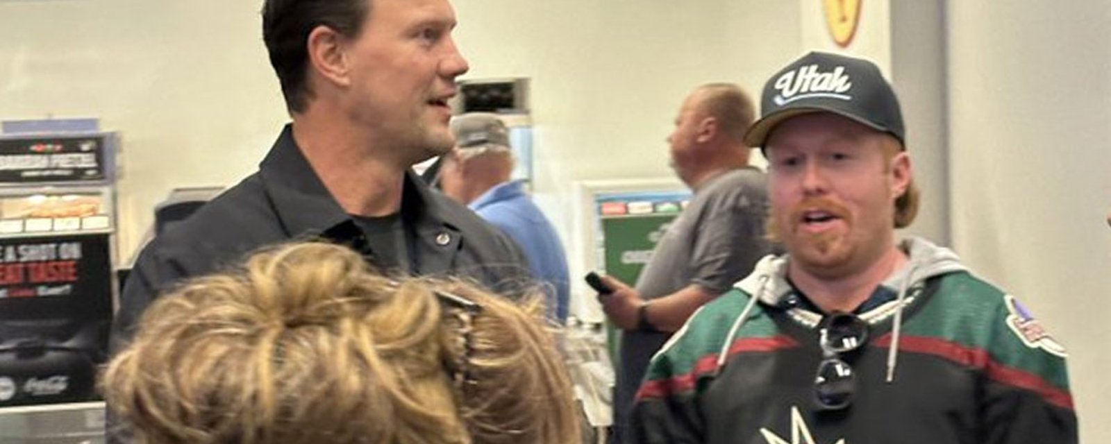 Shane Doan holds court in arena concourse with Coyotes fans who made the trip up to Utah