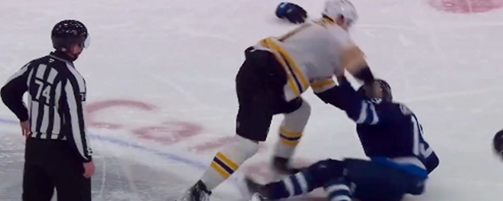 Frederic one punches Gustafsson and all Hell breaks loose between Bruins and Jets